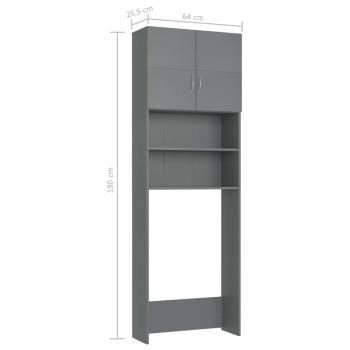 Waschmaschinenschrank Grau 64x25,5x190 cm Holzwerkstoff