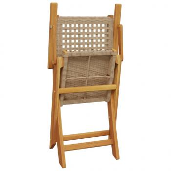Gartenstühle 4 Stk. Klappbar Beige Poly Rattan & Massivholz