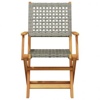 5-tlg. Garten-Essgruppe Grau Poly Rattan und Massivholz