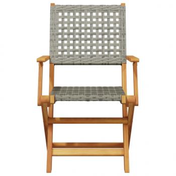 7-tlg. Garten-Essgruppe Poly Rattan und Massivholz Grau 
