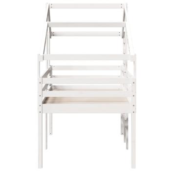Hochbett mit Dach Weiß 75x190 cm Massivholz Kiefer