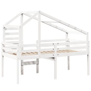 Hochbett mit Dach Weiß 75x190 cm Massivholz Kiefer