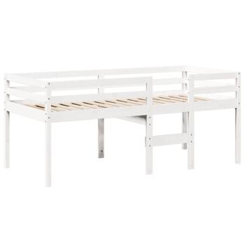Hochbett mit Dach Weiß 75x190 cm Massivholz Kiefer