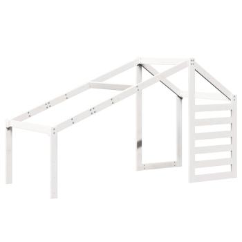 Hochbett mit Dach Weiß 75x190 cm Massivholz Kiefer