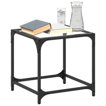 ARDEBO.de - Couchtisch mit Glasplatte Transparent 40x40x40 cm Stahl