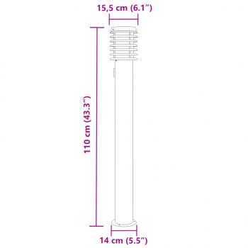 Wegeleuchten mit Steckdose 3 Stk. Silbern 110 cm Edelstahl
