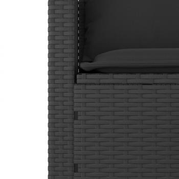 3-tlg. Garten-Sofagarnitur mit Kissen Schwarz Poly Rattan