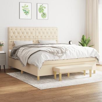 ARDEBO.de - Boxspringbett mit Matratze Creme 160x200 cm Stoff