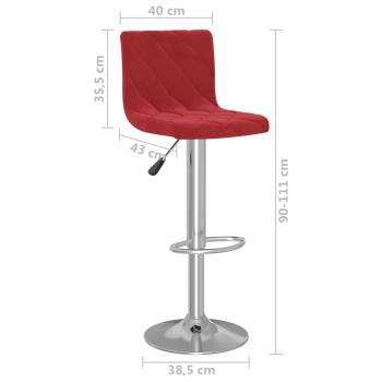 Barhocker 2 Stk. Weinrot Samt 