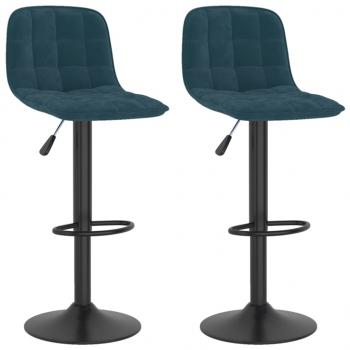 Barhocker 2 Stk. Blau Samt 