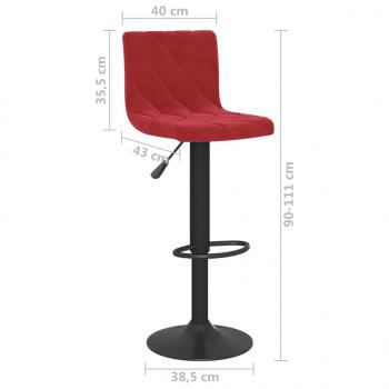 Barhocker 2 Stk. Weinrot Samt 