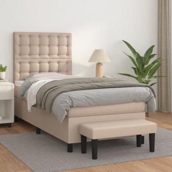 ARDEBO.de - Boxspringbett mit Matratze Cappuccino-Braun 90x200cm Kunstleder