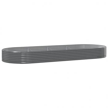 Hochbeet Pulverbeschichteter Stahl 373x140x36 cm Grau