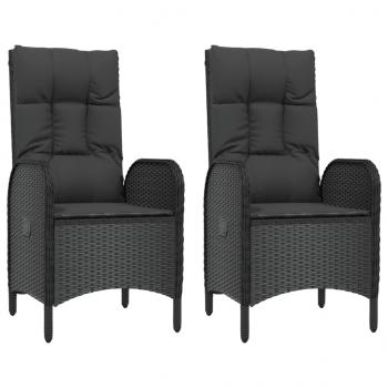 5-tlg. Garten-Essgruppe mit Kissen Schwarz Poly Rattan