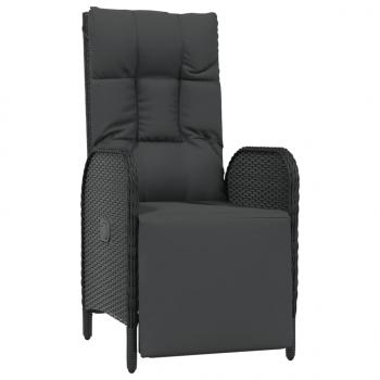 5-tlg. Garten-Essgruppe mit Kissen Schwarz Poly Rattan