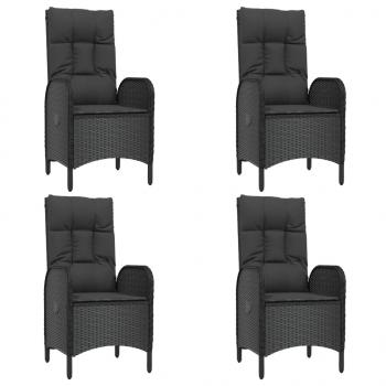 5-tlg. Garten-Essgruppe mit Kissen Schwarz Poly Rattan