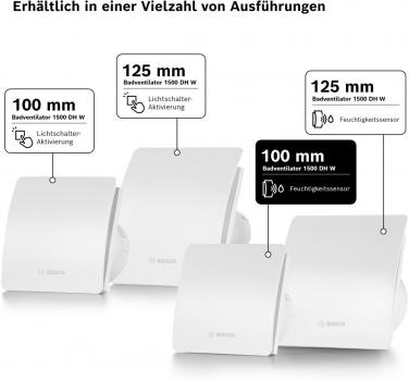 Bosch Badlüfter Fan 1500DH W100, Nachlaufzeit mit Abschaltfunktion (7738335626)