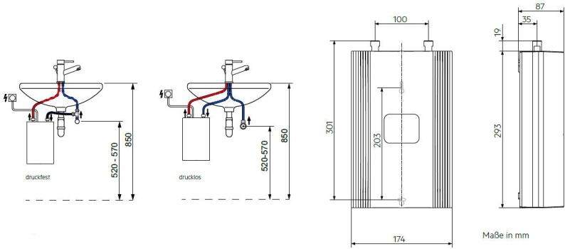 AEG DDLE Kompakt 11/13 EEK: A Durchlauferhitzer, elektronisch geregelt, 11/13 kW, Untertischmontage (230768)