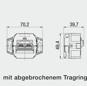Rutenbeck (136104070) UAE-CAT.6A ISO-8/8 UP 0 UAE Anschlussdose, 2-fach, 2 x 8-polig