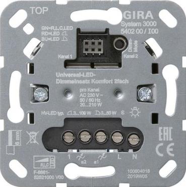 ARDEBO.de Gira 540200 Universal-LED-Dimmeinsatz, Komfort, 2-fach, System 3000