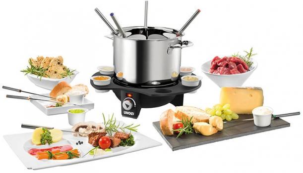 Unold Fondue Elegance 48645, 1000W, 1,5l Edelstahltopf, Cool-Touch, schwarz/silber