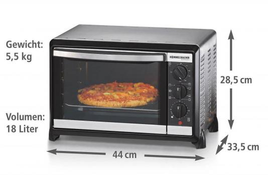 Rommelsbacher BG 1055/E Minibackofen, 1050W, 18l, Edelstahl/schwarz