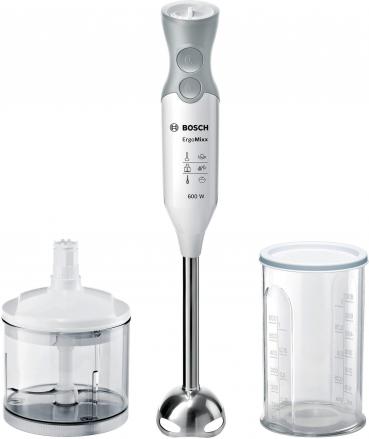 ARDEBO.de Bosch ErgoMixx MSM66120 Stabmixer-Set, 600 W, 12 Geschwindigkeitsstufen, Turbo-Funktion, weiß/telegrau