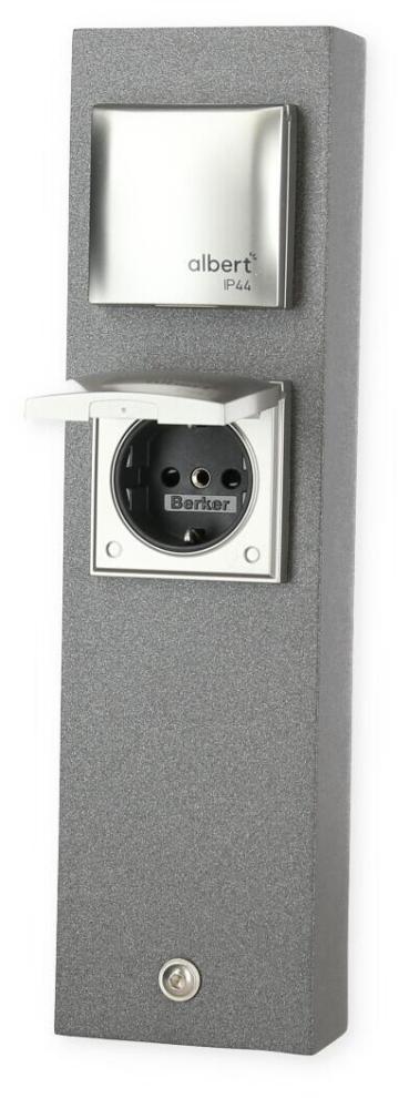 ARDEBO.de albert Steckdosensäule, 2-fach, IP 44, Aluminium (624400)