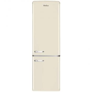 ARDEBO.de Amica KGCR 387 100 B Retro Kühl-Gefrierkombination, 55cm breit, 244 L, Automatische Abtauung, LED-Beleuchtung, Flaschengitter, beige