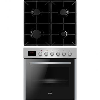 ARDEBO.de Amica EHEG 934 112 E EEK: A Einbauherd-Set mit Gaskochfeld, 60 cm breit, 65 L, Window Timer, Heißluft, CoolDoor3, SoftClose, Glaskeramik, edelstahl