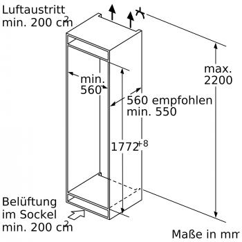 Neff KI1813FE0 N70 Einbaukühlschrank, Nischenhöhe: 177,5 cm, 319 L, Festtürtechnik, FreshSafe2, VarioShelf