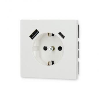 Jung LS1520-15CAWWM SCHUKO Steckdose mit USB-Ladegerät, Serie LS, schneeweiß matt