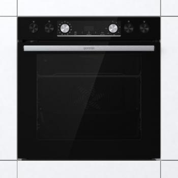 Gorenje Black Set 4 Pyrolyse Einbau-Herdset mit Glaskeramikkochfeld (BCPX6737E05BG+ECD634X), 60cm breit, Pyrolyse, Pizza Funktion, Schwarz
