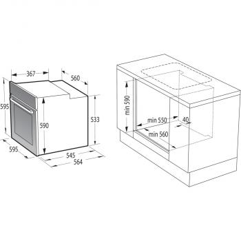 Gorenje Black Set 4 Pyrolyse Einbau-Herdset mit Glaskeramikkochfeld (BCPX6737E05BG+ECD634X), 60cm breit, Pyrolyse, Pizza Funktion, Schwarz