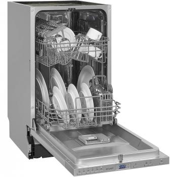 Exquisit EGSP2109-E-030E Vollintegrierter Geschirrspüler, 45 cm breit, 9 Maßgedecke, silber