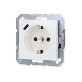 Jung A1520-18CWW SCHUKO Steckdose mit USB-Ladegerät, Serie A/AS, alpinweiß