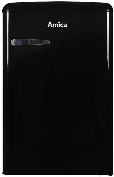 ARDEBO.de Amica KS 15614 S Retro-Kühlschrank, 55 cm breit, 87,5 cm hoch, 108 L, Automatische Abtauung, LED-Beleuchtung, Gefrierfach schwarz glanz