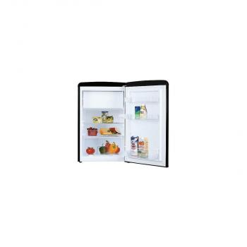 Amica KS 15614 S Retro-Kühlschrank, 55 cm breit, 87,5 cm hoch, 108 L, Automatische Abtauung, LED-Beleuchtung, Gefrierfach schwarz glanz