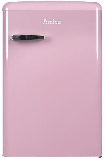 ARDEBO.de Amica KS 15616 P Retro-Kühlschrank, 55 cm breit, 87,5 cm hoch, 108 L, Automatische Abtauung, LED-Beleuchtung, Gefrierfach, cupcake pink