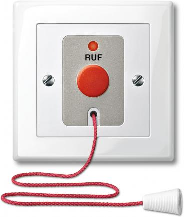 ARDEBO.de Merten Ruftastereinsatz mit Zugschnur und Zentralplatte, System M, polarweiß glänzend (MEG4850-0319)