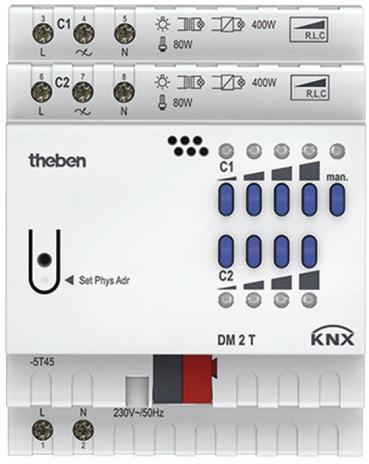 ARDEBO.de Theben DM 2 T KNX Dimmaktor 2-fach, 400 W, KNX TP 4940270