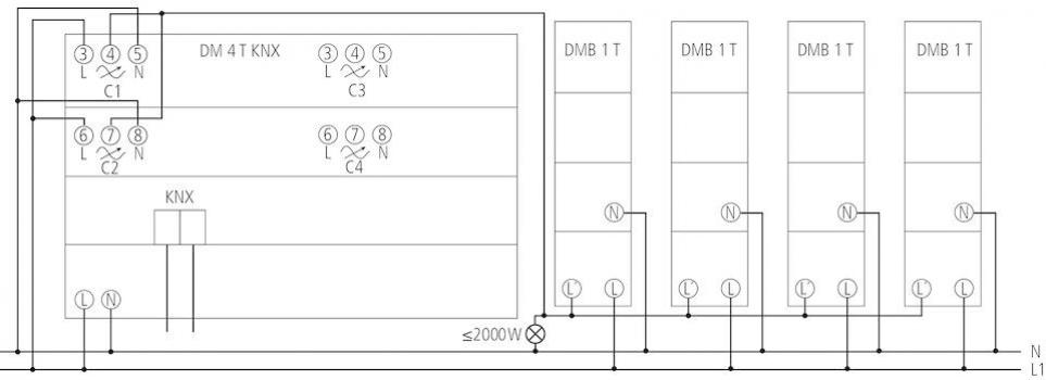 Theben DM 4 T KNX Dimmaktor 4-fach, Universal-Dimmaktor, 400 W, KNX TP 4940275