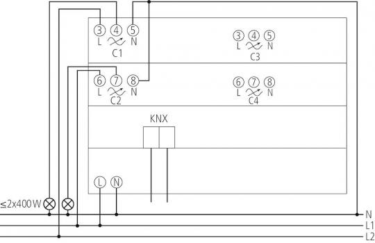 Theben DM 4 T KNX Dimmaktor 4-fach, Universal-Dimmaktor, 400 W, KNX TP 4940275
