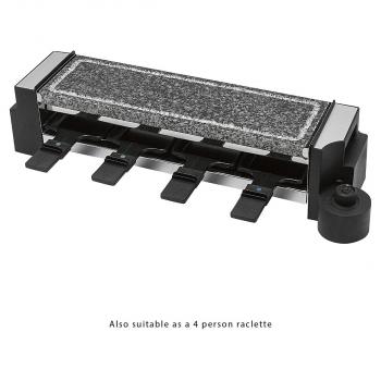 Clatronic RG 3678 Raclette Grill mit heißem Stein, 2x 600W, 8 Pfännchen, schwarz (263815)