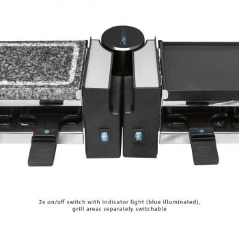 Clatronic RG 3678 Raclette Grill mit heißem Stein, 2x 600W, 8 Pfännchen, schwarz (263815)