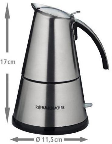 Rommelsbacher EKO364/E Espressokocher, 365 W, Edelstahl-Filtereinsatz, 2 oder 4 Tassen, edelstahl