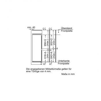 Siemens KI77SADE0 iQ500 Einbau Kühl-Gefrierkombination, Nischenhöhe: 158cm, 231L, Flachscharnier, hyperFresh Plus, lowFrost