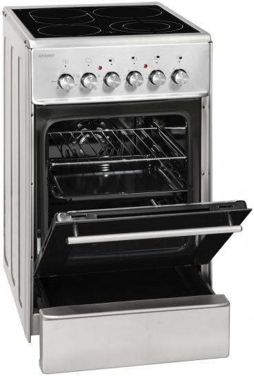 Exquisit ECM 5-4 IBZ EEK: A Elektro-Standherd mit Glaskeramikfeld, 49 cm breit, 47 L, inox (0480043)