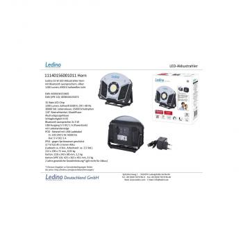 Ledino LED-Akkustrahler 15W Horn, m. Boxen, Bluetooth, silber (11140156001011)