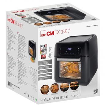 Clatronic FR 3747 H Heißluft-Fritteuse, 34 cm breit, 11 L, 1500 W, 9 Automatikprogramme, Dörrer-Funktion,4 Einschubhöhen, schwarz (263937)